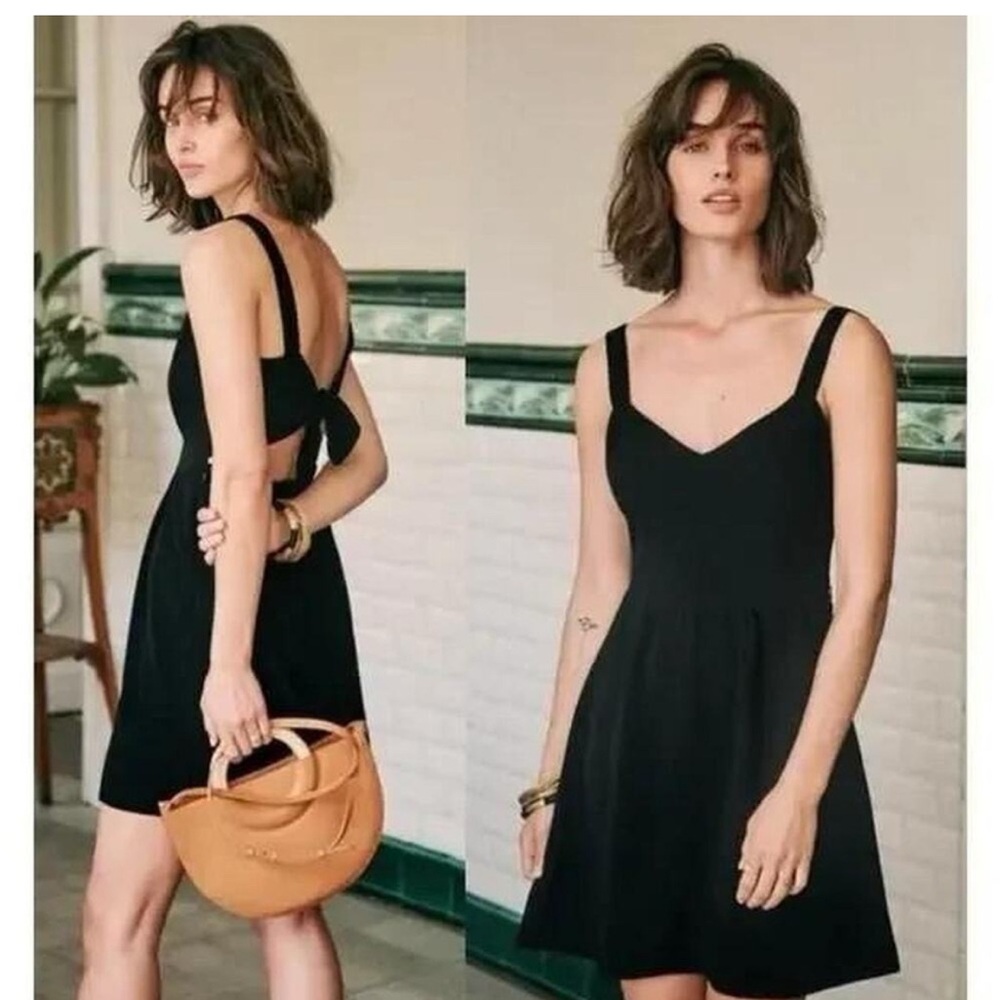 Sezane Dorina black cocktail dress size 38. Excellent gently used condition.